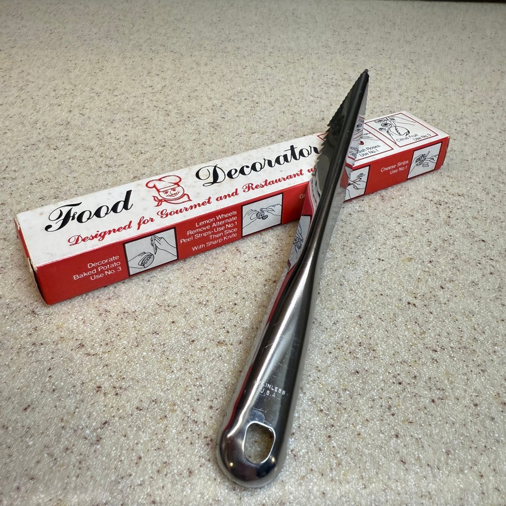 Vintage Quikut Food Decorator Stainless Steel Garnish Tool USA with Box‎